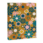 Pretty Groovy Retro Garden 60s 70s Aesthetic Floral Pattern Ochre Teal Olive Pink Canvas Print Gallery Image 8