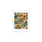 Pretty Groovy Retro Garden 60s 70s Aesthetic Floral Pattern Ochre Teal Olive Pink Art Print Gallery Image 1