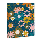 Pretty Groovy Retro Garden Floral Pattern Blue Pink Orange Olive 2 Canvas Print Gallery Image 8