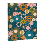 Pretty Groovy Retro Garden Floral Pattern Blue Pink Orange Olive Canvas Print Gallery Image 8