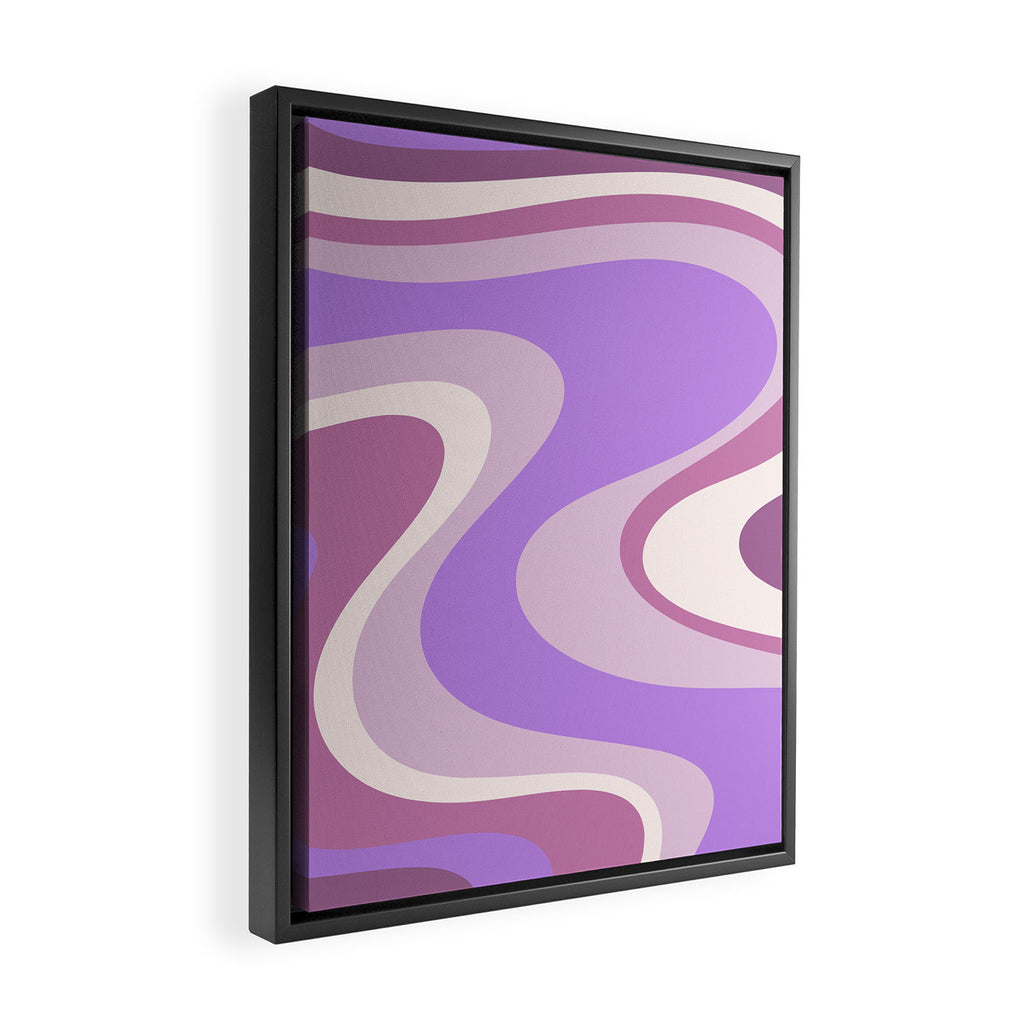 Purple Dream Retro Liquid Swirls Abstract Framed Canvas Print Gallery Image 2
