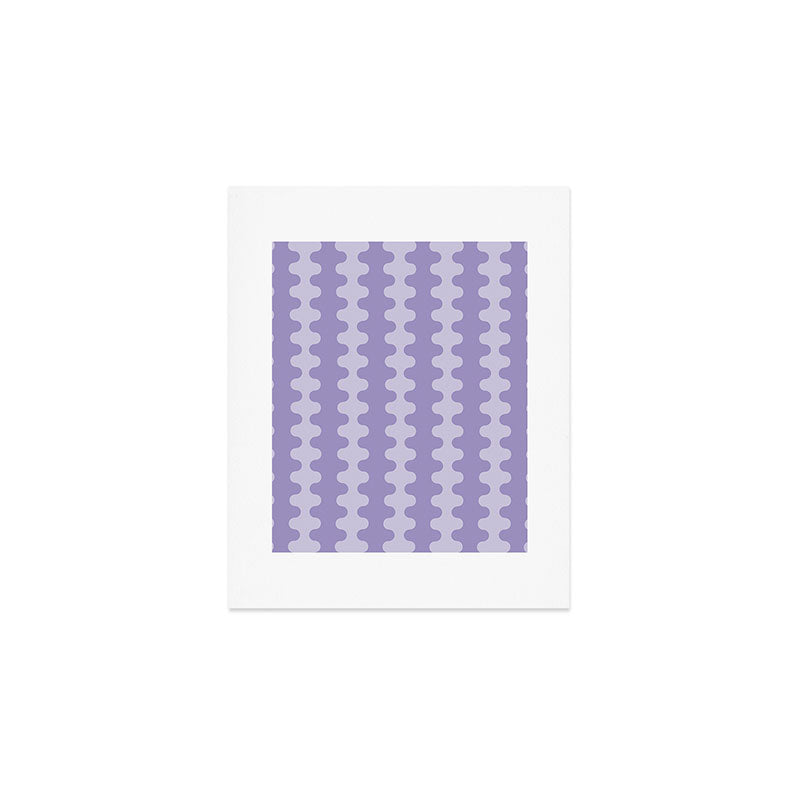 Purple Ogee A-Go-Go Vertical Stripes Pop Pattern in Lavender Monochrome Art Print Gallery Image 1