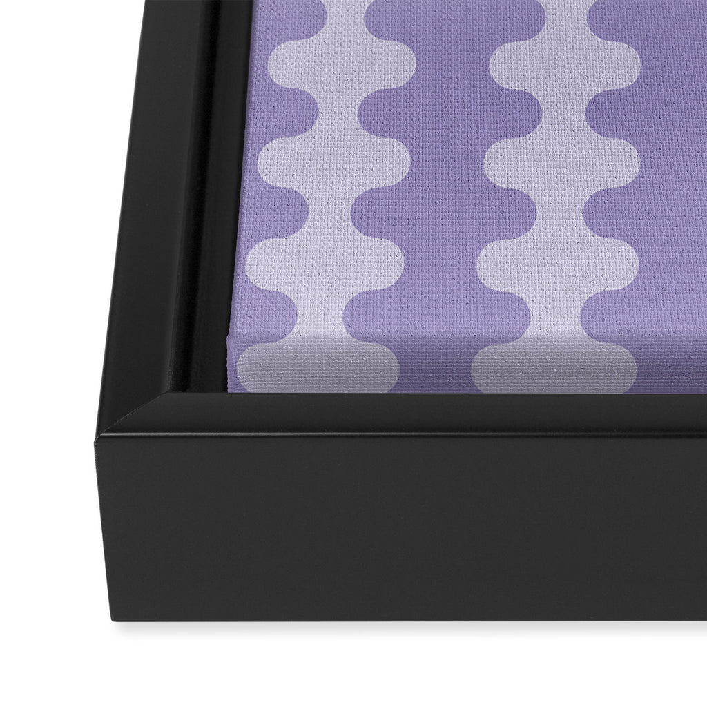 Purple Ogee A-Go-Go Vertical Stripes Pop Pattern in Lavender Monochrome Framed Canvas Print Gallery Image 3