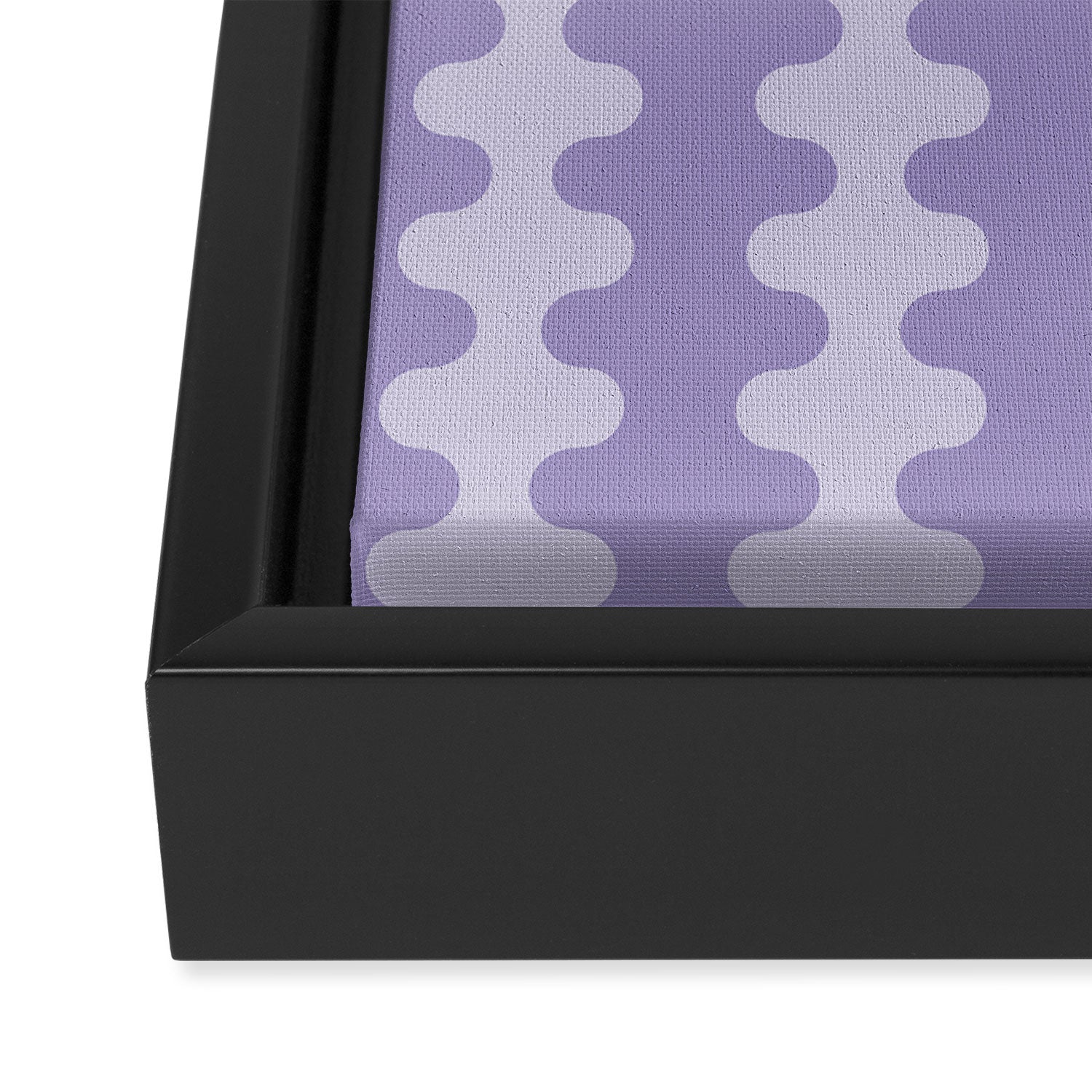 Purple Ogee A-Go-Go Vertical Stripes Pop Pattern in Lavender Monochrome Framed Canvas Print Gallery Image 3