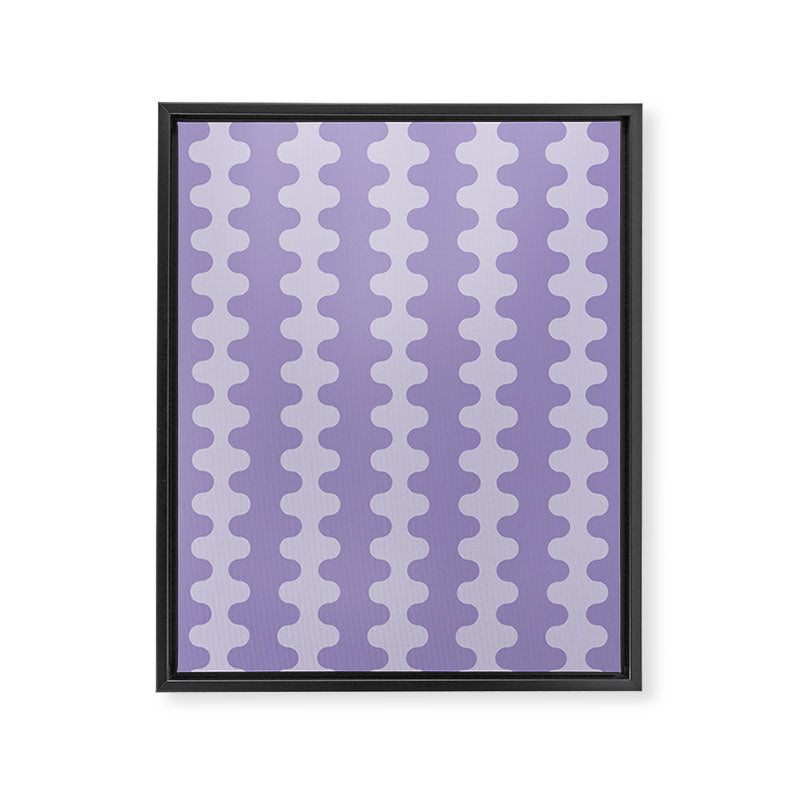 Purple Ogee A-Go-Go Vertical Stripes Pop Pattern in Lavender Monochrome Framed Canvas Print Gallery Image 8