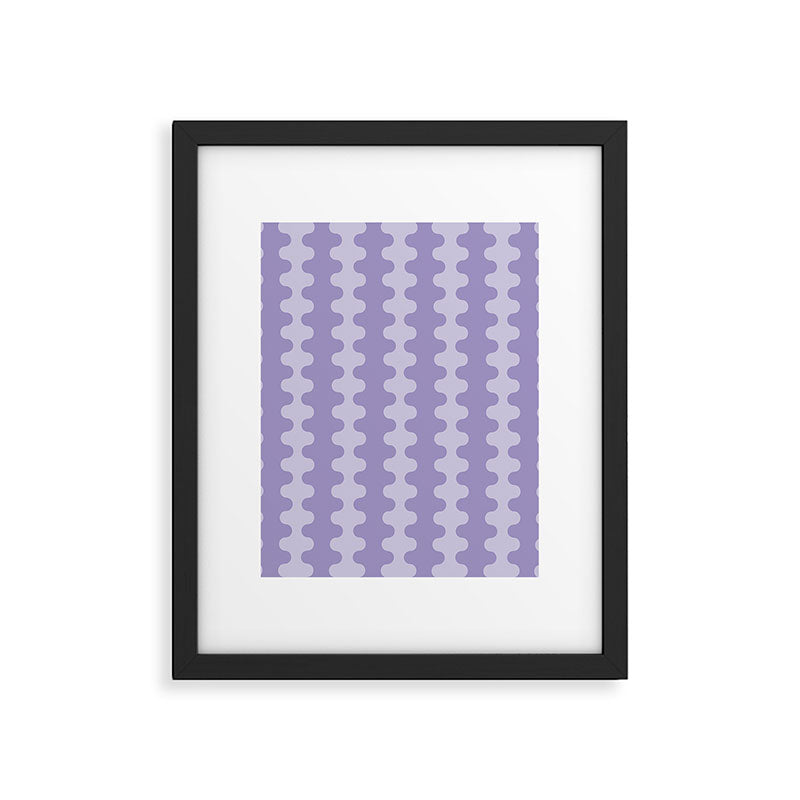 Purple Ogee A-Go-Go Vertical Stripes Pop Pattern in Lavender Monochrome Framed Art Print Gallery Image 6
