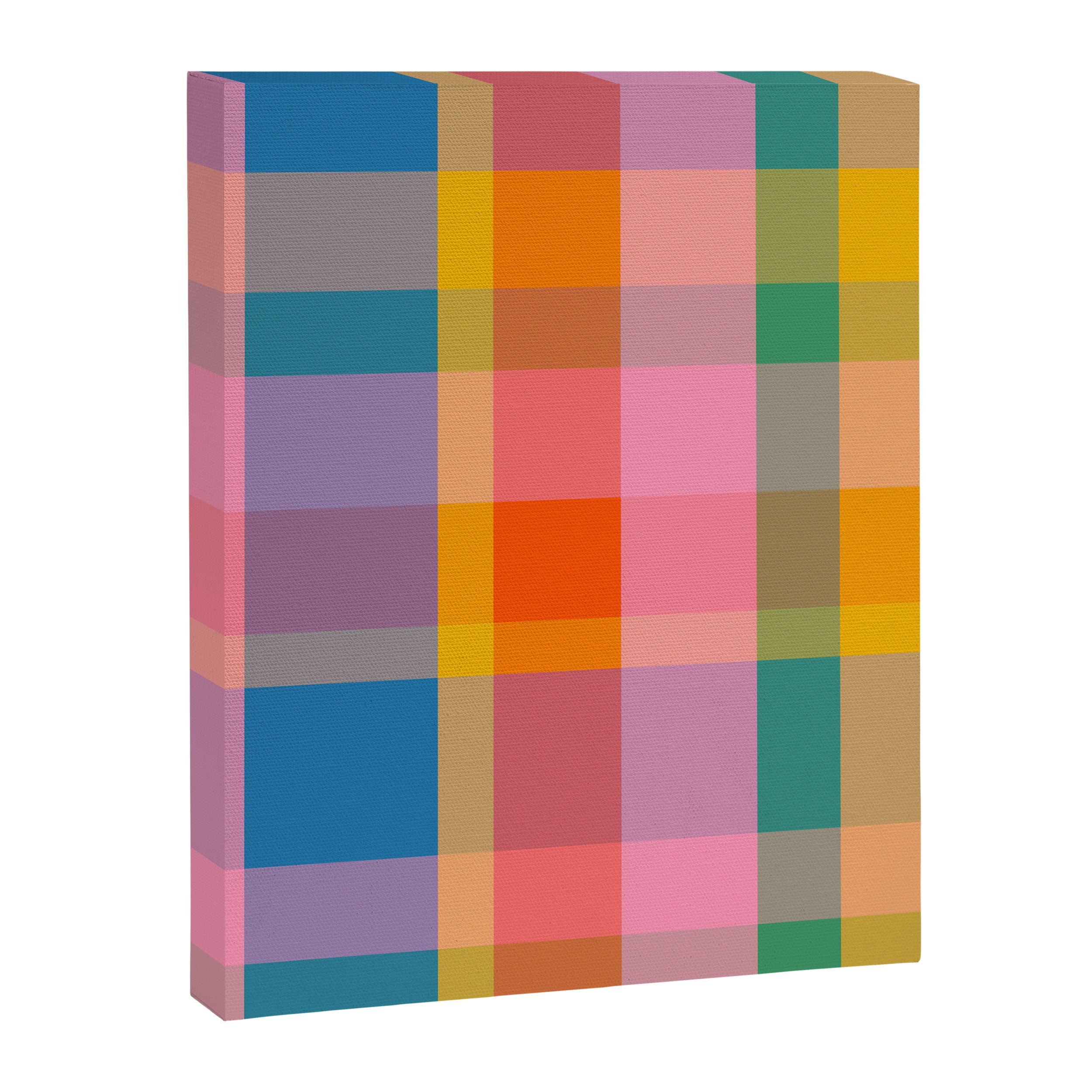 Rainbow Pop Colorful Checked Plaid Pattern Canvas Print Gallery Image 8