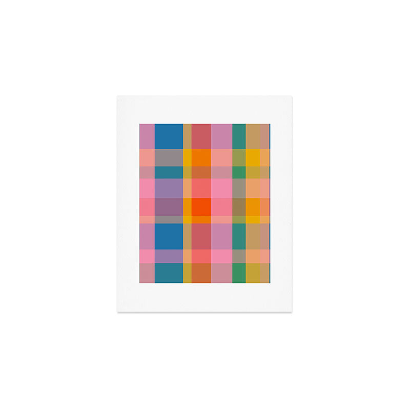 Rainbow Pop Colorful Checked Plaid Pattern Art Print Gallery Image 1