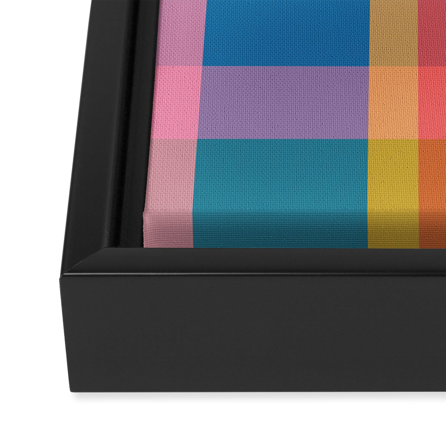 Rainbow Pop Colorful Checked Plaid Pattern Framed Canvas Print Gallery Image 3