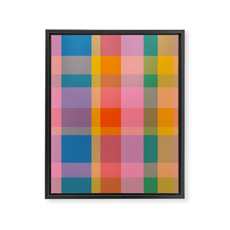 Rainbow Pop Colorful Checked Plaid Pattern Framed Canvas Print Gallery Image 8