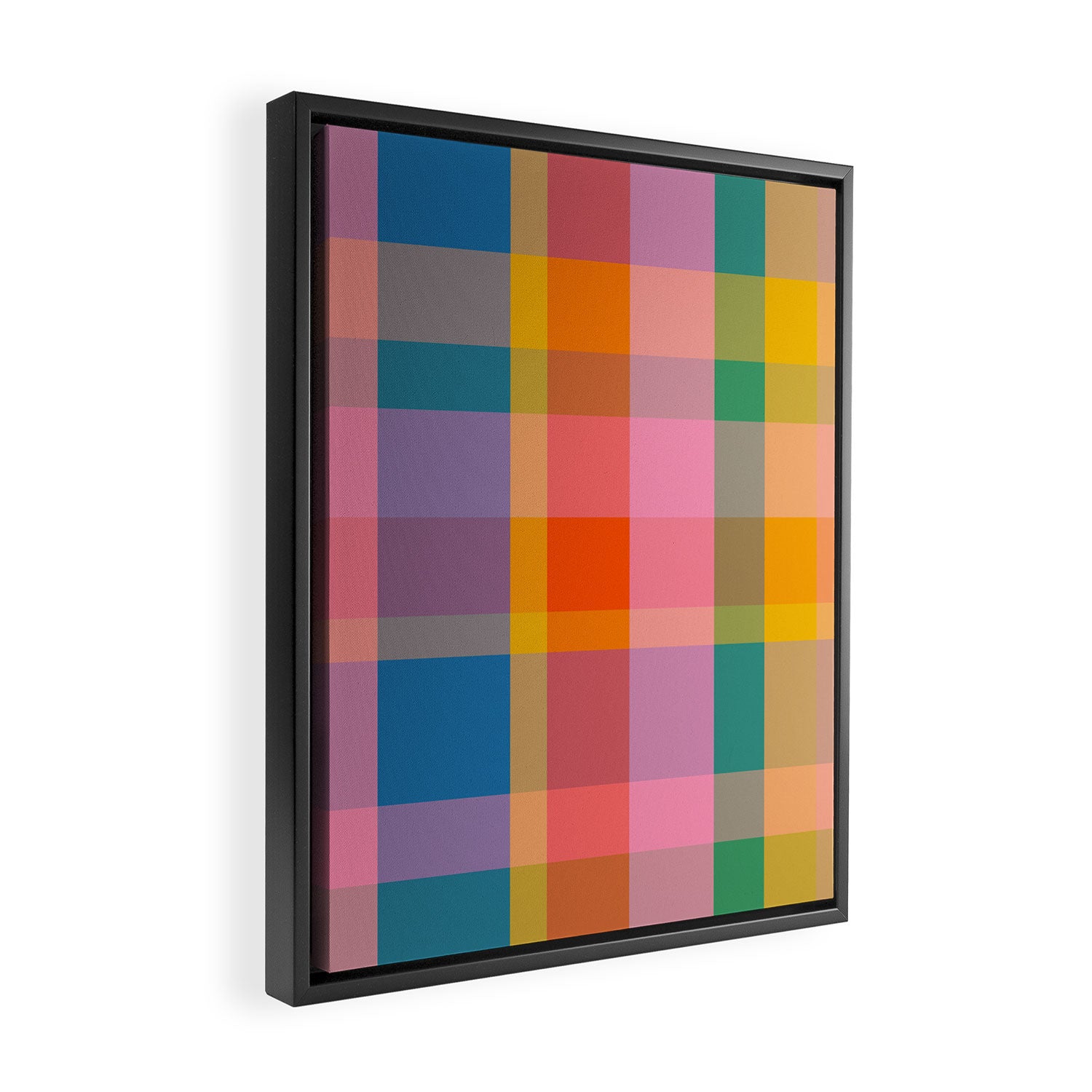 Rainbow Pop Colorful Checked Plaid Pattern Framed Canvas Print Gallery Image 2