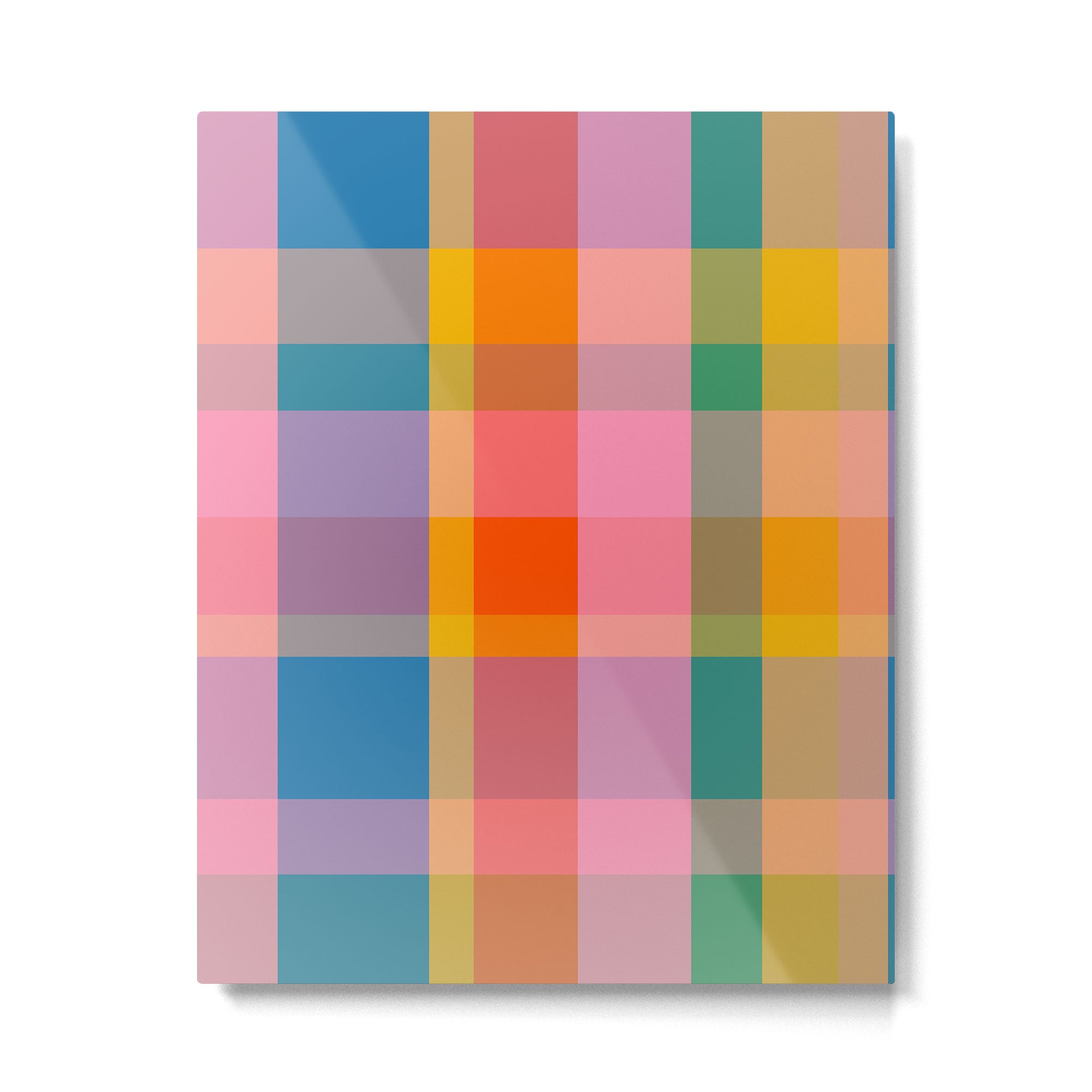 Rainbow Pop Colorful Checked Plaid Pattern Metal Print Gallery Image 6