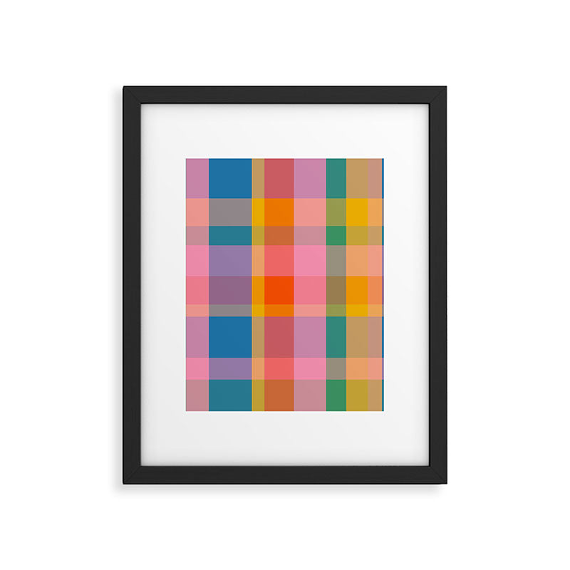 Rainbow Pop Colorful Checked Plaid Pattern Framed Art Print Gallery Image 6
