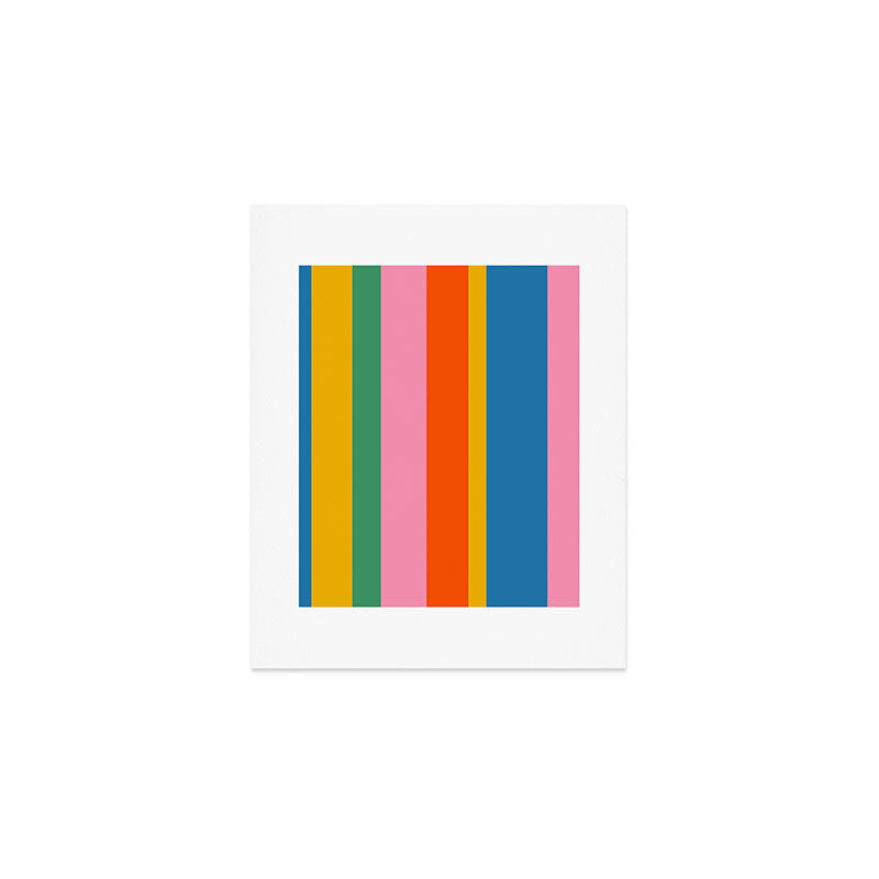 Rainbow Pop Colourful Vertical Stripe Pattern Art Print Gallery Image 1
