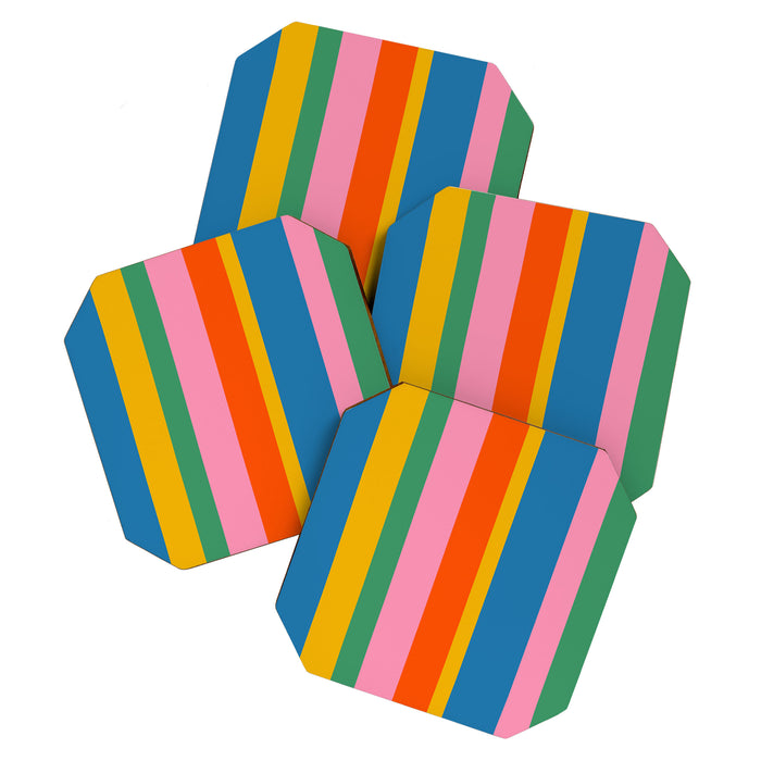 Rainbow Pop Colourful Vertical Stripe Pattern Coaster Gallery Image 1