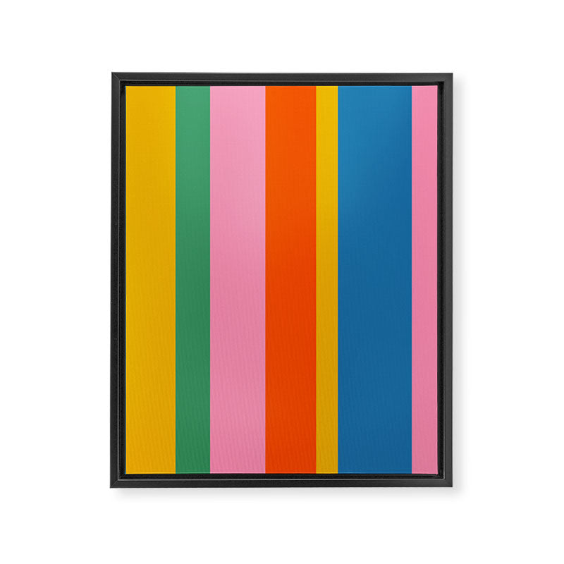 Rainbow Pop Colourful Vertical Stripe Pattern Framed Canvas Print Gallery Image 8