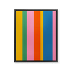 Rainbow Pop Colourful Vertical Stripe Pattern Framed Canvas Print Gallery Image 8