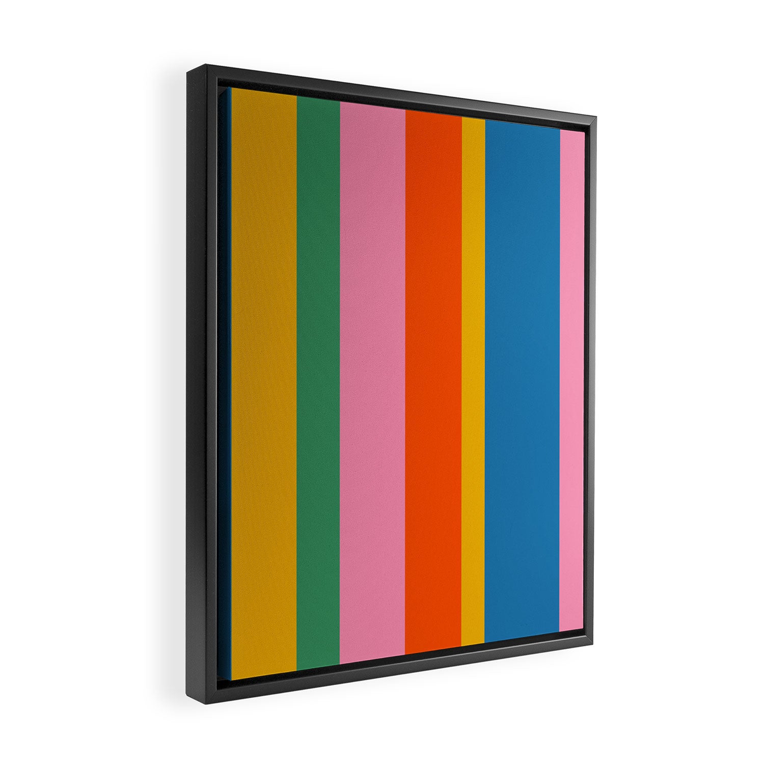 Rainbow Pop Colourful Vertical Stripe Pattern Framed Canvas Print Gallery Image 2
