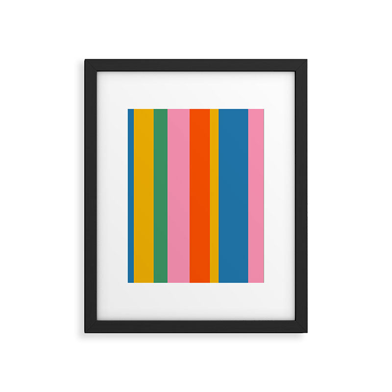 Rainbow Pop Colourful Vertical Stripe Pattern Framed Art Print Gallery Image 6