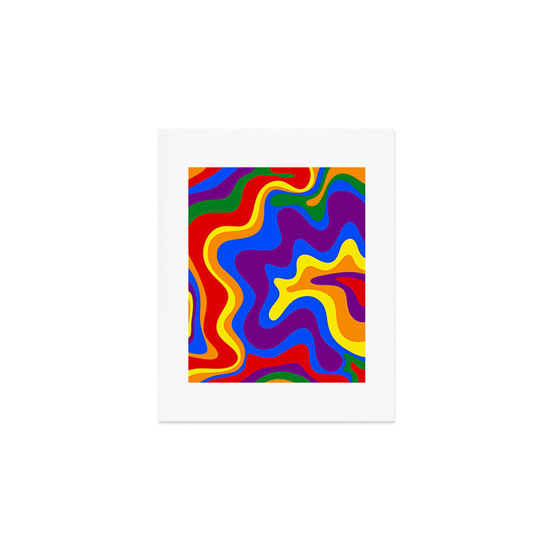 Rainbow Pride Colorful Retro Liquid Swirl Abstract Pattern Art Print Gallery Image 1