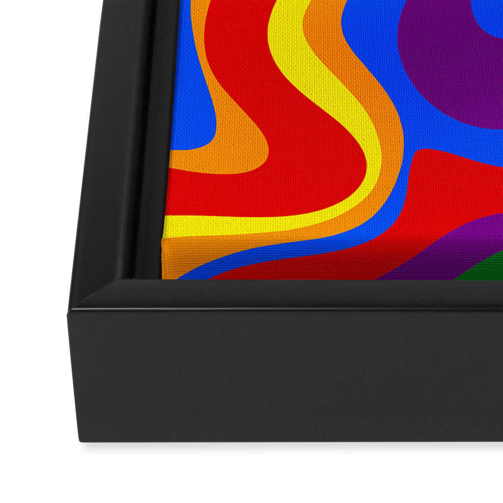 Rainbow Pride Colorful Retro Liquid Swirl Abstract Pattern Framed Canvas Print Gallery Image 3