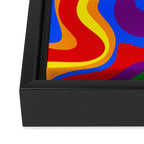 Rainbow Pride Colorful Retro Liquid Swirl Abstract Pattern Framed Canvas Print Gallery Image 3