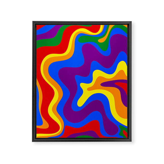 Rainbow Pride Colorful Retro Liquid Swirl Abstract Pattern Framed Canvas Print Gallery Image 1