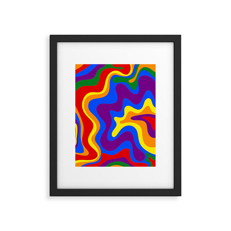 Rainbow Pride Colorful Retro Liquid Swirl Abstract Pattern Framed Art Print Gallery Image 5
