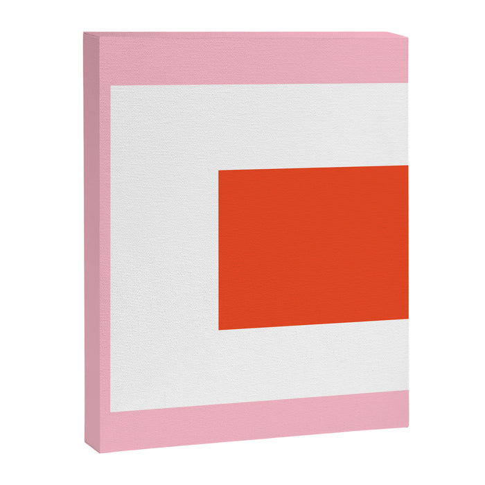 Regressing Colour Block - Minimalist Geometric Pattern in Red, White, and Pink Canvas Print Gallery Image 1