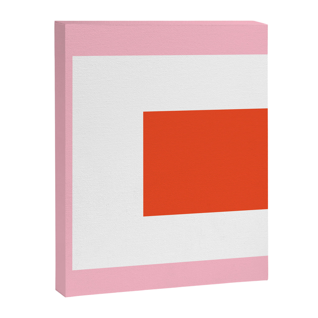 Regressing Colour Block - Minimalist Geometric Pattern in Red, White, and Pink Canvas Print Gallery Image 8