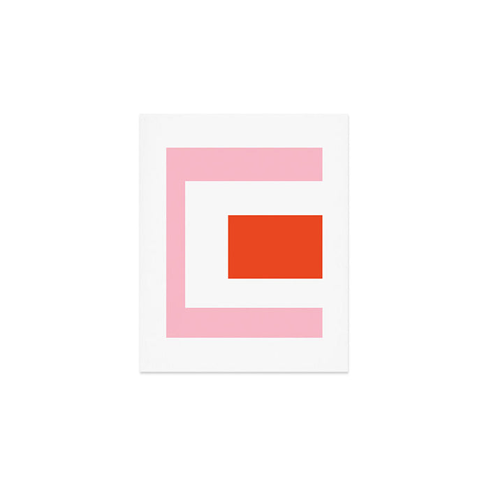 Regressing Colour Block - Minimalist Geometric Pattern in Red, White, and Pink Art Print Gallery Image 1