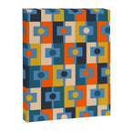 Rektangel Retro Contemporary Geometric Pattern Blue Orange Mustard Canvas Print Gallery Image 8