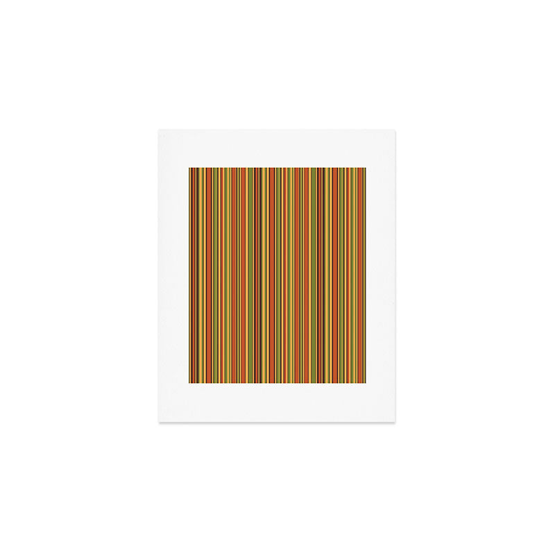 Retro 50s 60s 70s Stripes Narrow Vertical Brown Orange Avocado Green Pattern Art Print Gallery Image 1