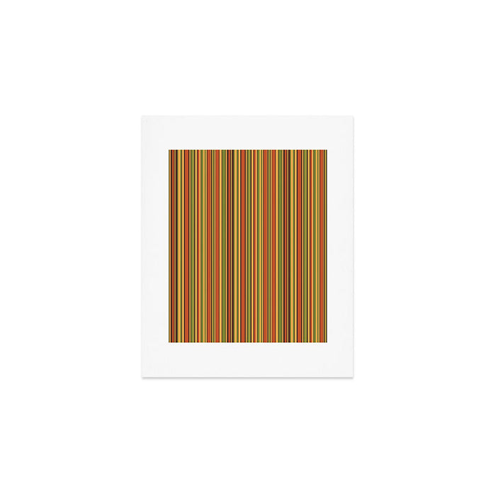 Retro 50s 60s 70s Stripes Narrow Vertical Brown Orange Avocado Green Pattern Art Print Gallery Image 1