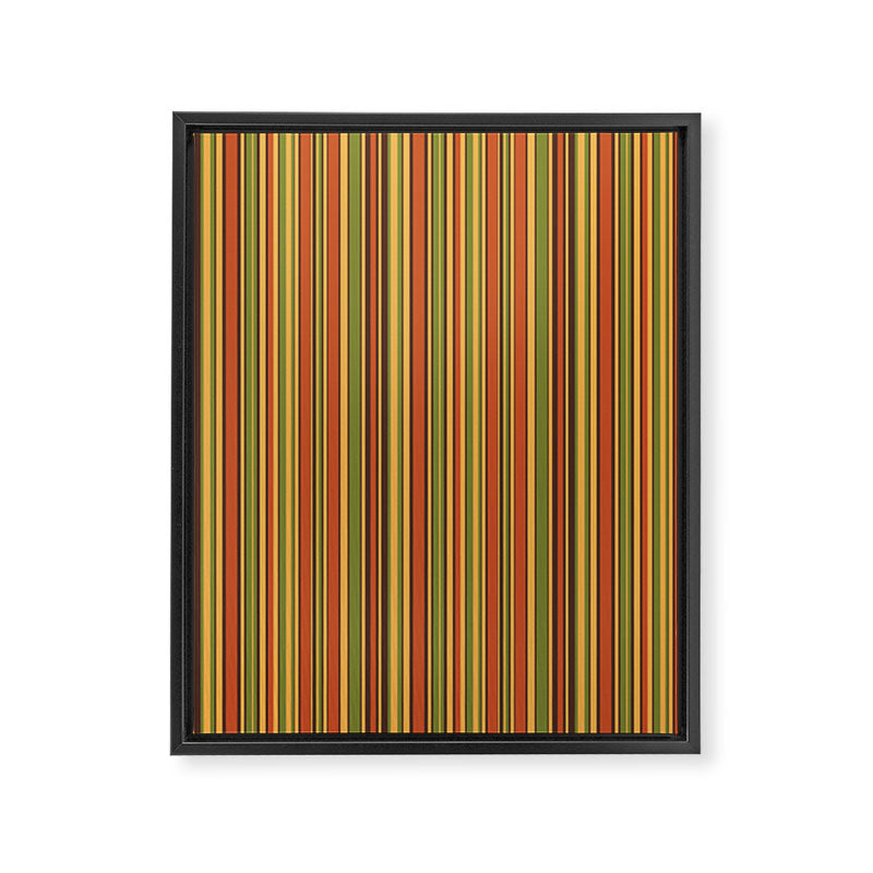 Retro 50s 60s 70s Stripes Narrow Vertical Brown Orange Avocado Green Pattern Framed Canvas Print Gallery Image 8