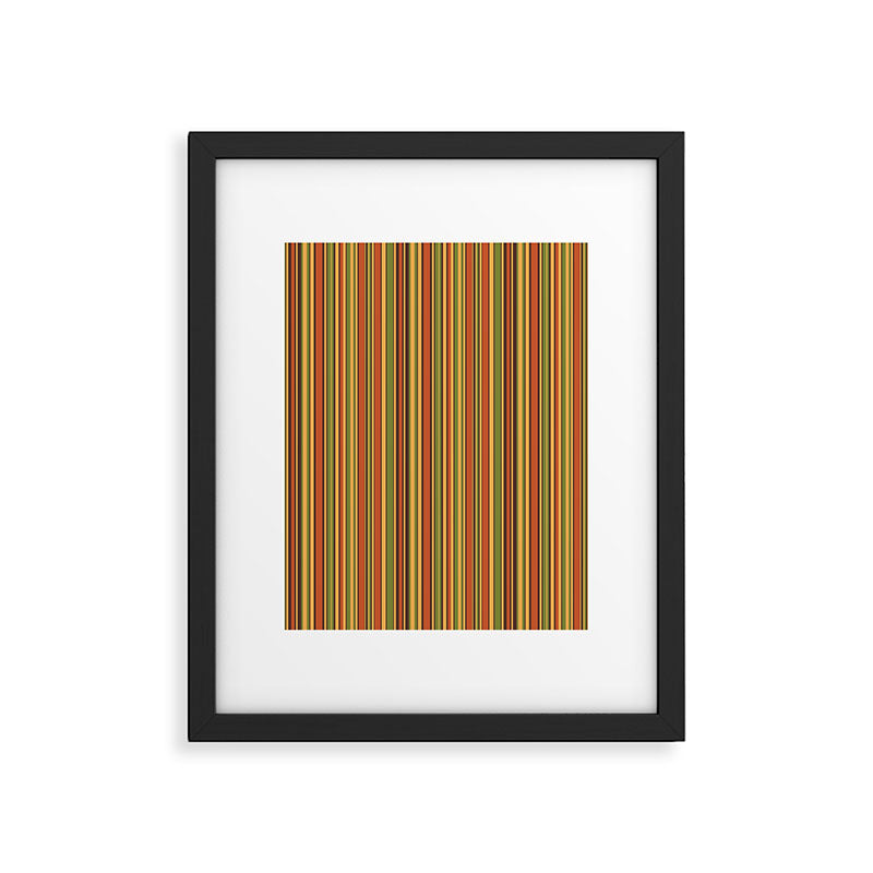 Retro 50s 60s 70s Stripes Narrow Vertical Brown Orange Avocado Green Pattern Framed Art Print Gallery Image 6