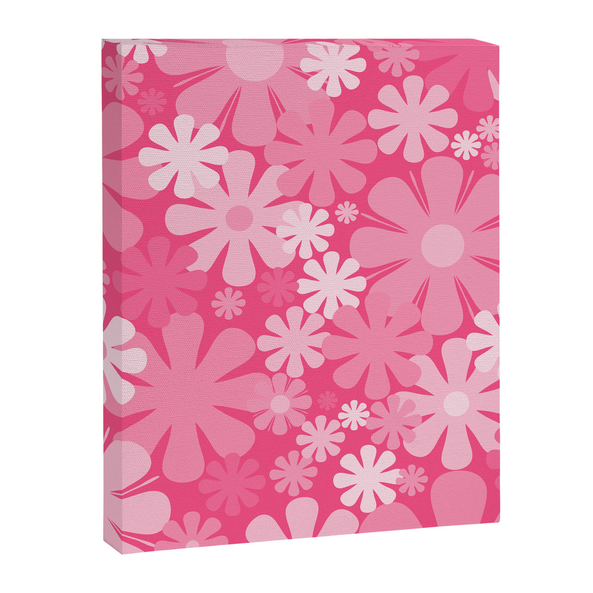 Retro 60s 70s Aesthetic Floral Pattern in Bright Candy Pink Canvas Print Gallery Image 8