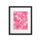 Retro 60s 70s Aesthetic Floral Pattern in Bright Candy Pink Framed Art Print Gallery Image 6