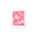 Retro 60s 70s Aesthetic Floral Pattern in Candy Pink Art Print Gallery Image 1