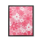 Retro 60s 70s Aesthetic Floral Pattern in Candy Pink Framed Canvas Print Gallery Image 8