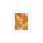 Retro 60s 70s Aesthetic Floral Pattern in Green Pink Yellow Orange Art Print Gallery Image 1