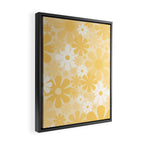 Retro 60s 70s Aesthetic Floral Pattern in Light Buttercream Yellow Framed Canvas Print Gallery Image 2