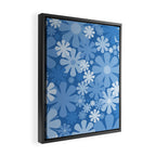 Retro 60s 70s Aesthetic Floral Pattern in Pretty Blue Tones Framed Canvas Print Gallery Image 2