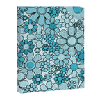 Retro 60s 70s Floral Pattern Turquoise Aqua Gingham Flowers Canvas Print Gallery Image 8
