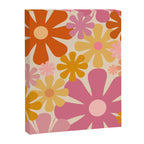 Retro 60s 70s Flowers Thulian Pink Orange Cream Pattern Canvas Print Gallery Image 8