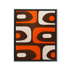 Retro 70s Aesthetic Abstract Mid Century Modern Minimalist Piquet Pattern Brown and Orange Framed Canvas Print Gallery Image 8