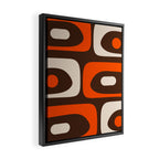 Retro 70s Aesthetic Abstract Mid Century Modern Minimalist Piquet Pattern Brown and Orange Framed Canvas Print Gallery Image 2