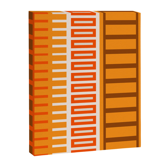 Retro 70s Brown and Orange Color Block Vertical Stripes Geometric Pattern Canvas Print Gallery Image 1