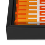 Retro 70s Brown and Orange Color Block Vertical Stripes Geometric Pattern Framed Canvas Print Gallery Image 3