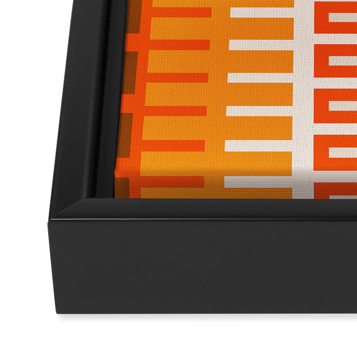 Retro 70s Brown and Orange Color Block Vertical Stripes Geometric Pattern Framed Canvas Print Gallery Image 3